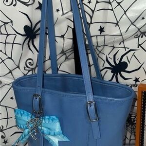Vintage Coach Blue Tote with Heart Charm